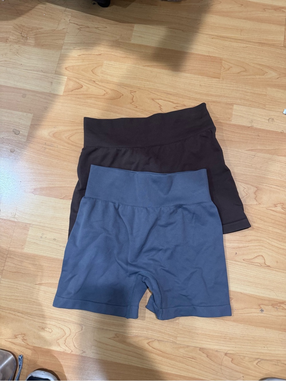 OQQ Seamless High-Waist Bike Shorts — Brown& Grey